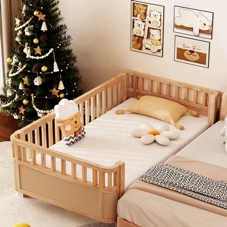 Toddler Low-profile Bed with Fences Headboard Footboard and Removable Side Rails for Kids, Girls and Boys Wooden Daybed