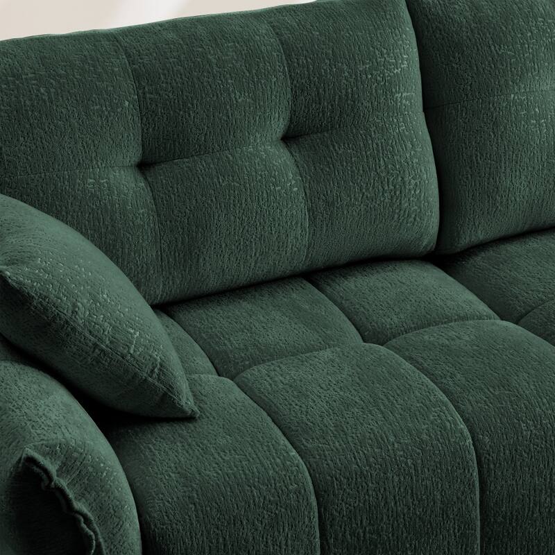 Modular Wood Frame 3-seater Sectional Sofa Set with Ottomans and Throw Pillows