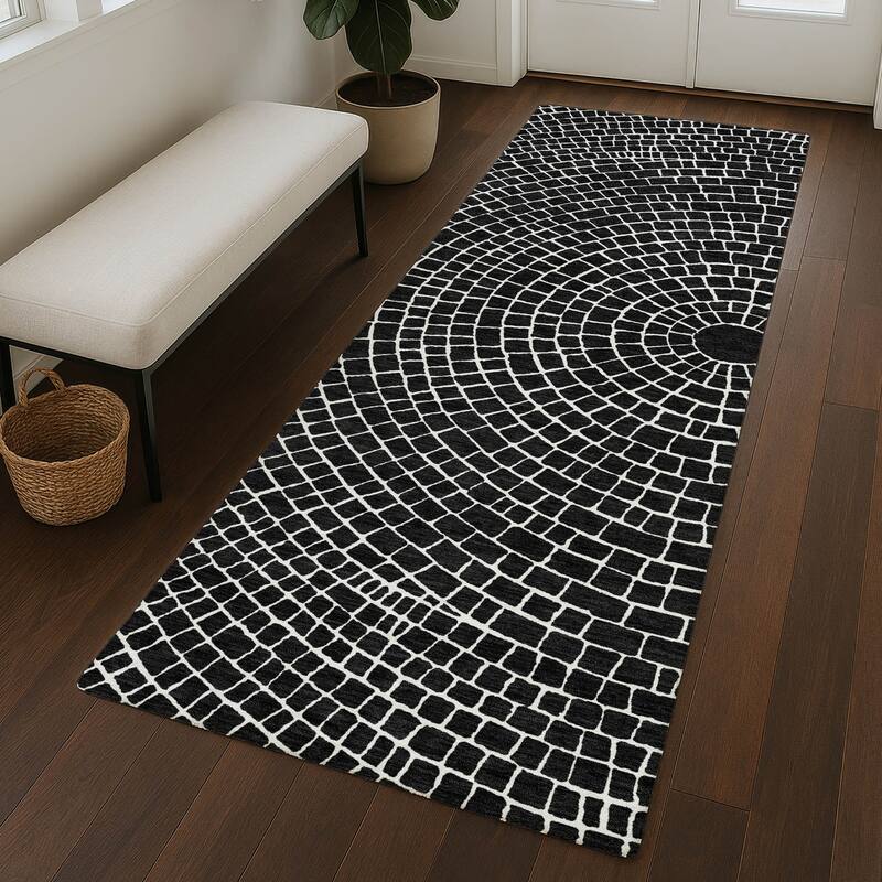 Machine Washable Indoor/ Outdoor Modern Gravity Chantille Rug
