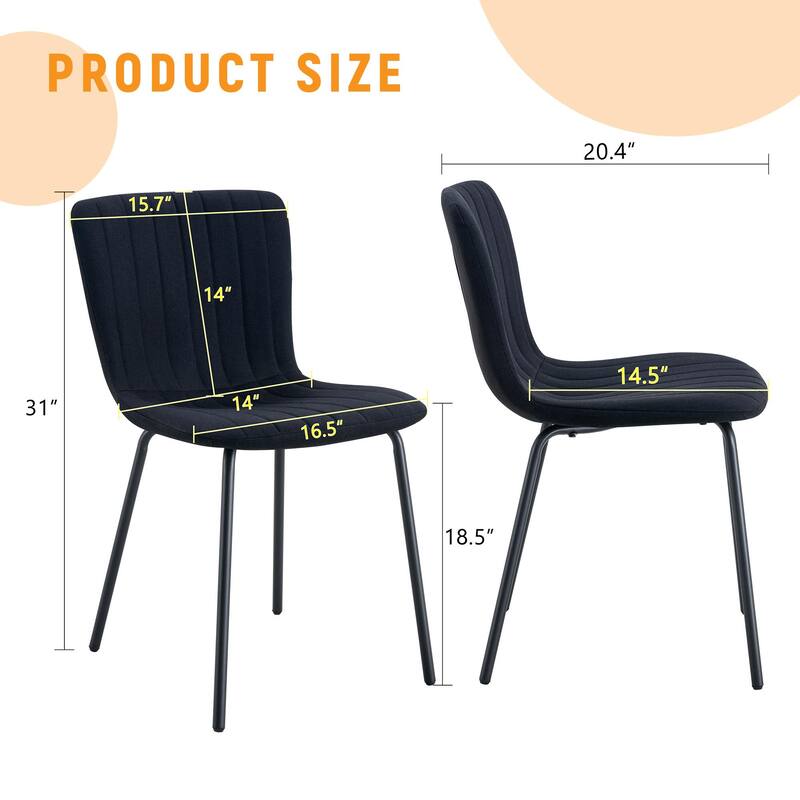 Set of 4 Minimalist Dining Chairs – Premium Black Metal Leg Design for Modern Interiors, Versatile Style Adaptability