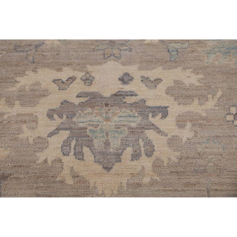 Hand Knotted Oriental 100% Wool Carpet Transitional All-Over Beige & Ivories Oushak Area Rug - 12' 1'' X 9' 1''