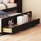 preview thumbnail 34 of 39, Twin Bed with USB, Type-C Ports, LED Lights & Trundle - Bookcase Headboard