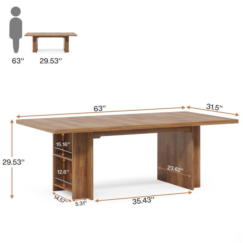 63-in Office Executive Desk, Large Computer Desk with Storage