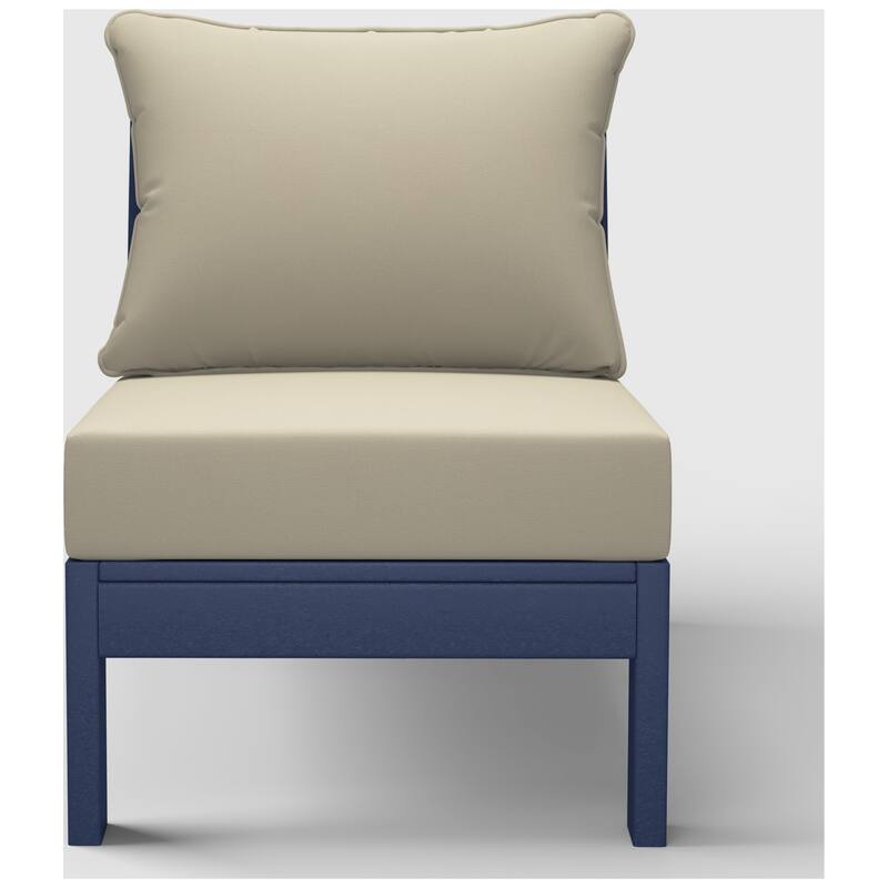 Birchwood All Weather HDPE Outdoor Patio Deep Seating Navy Blue Armless Chair With Cushions (1-Piece)