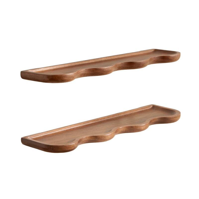 Kate and Laurel Alezar Wood Shelf Set - 2 piece - Walnut Brown