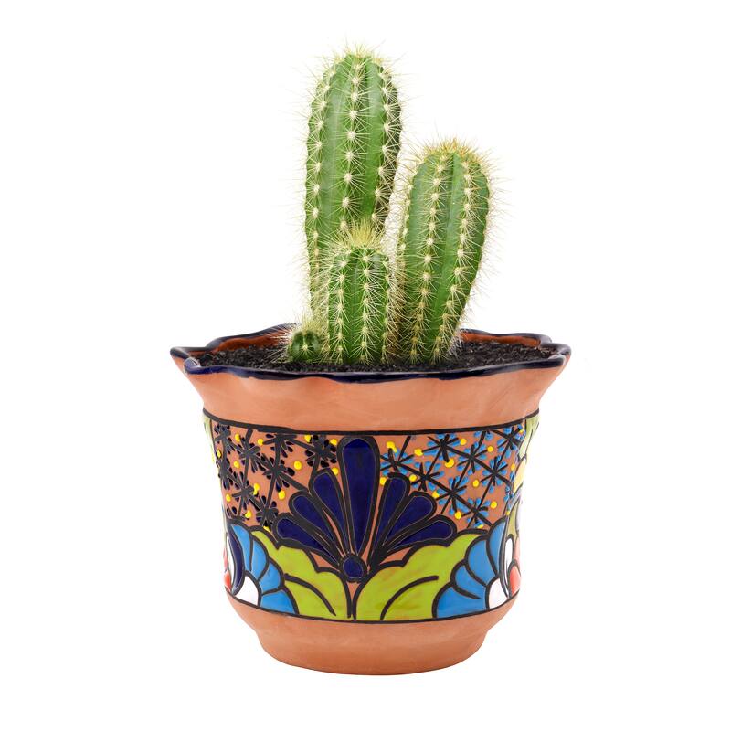 8 in. Talavera Flower Top Ceramic Pot Planter