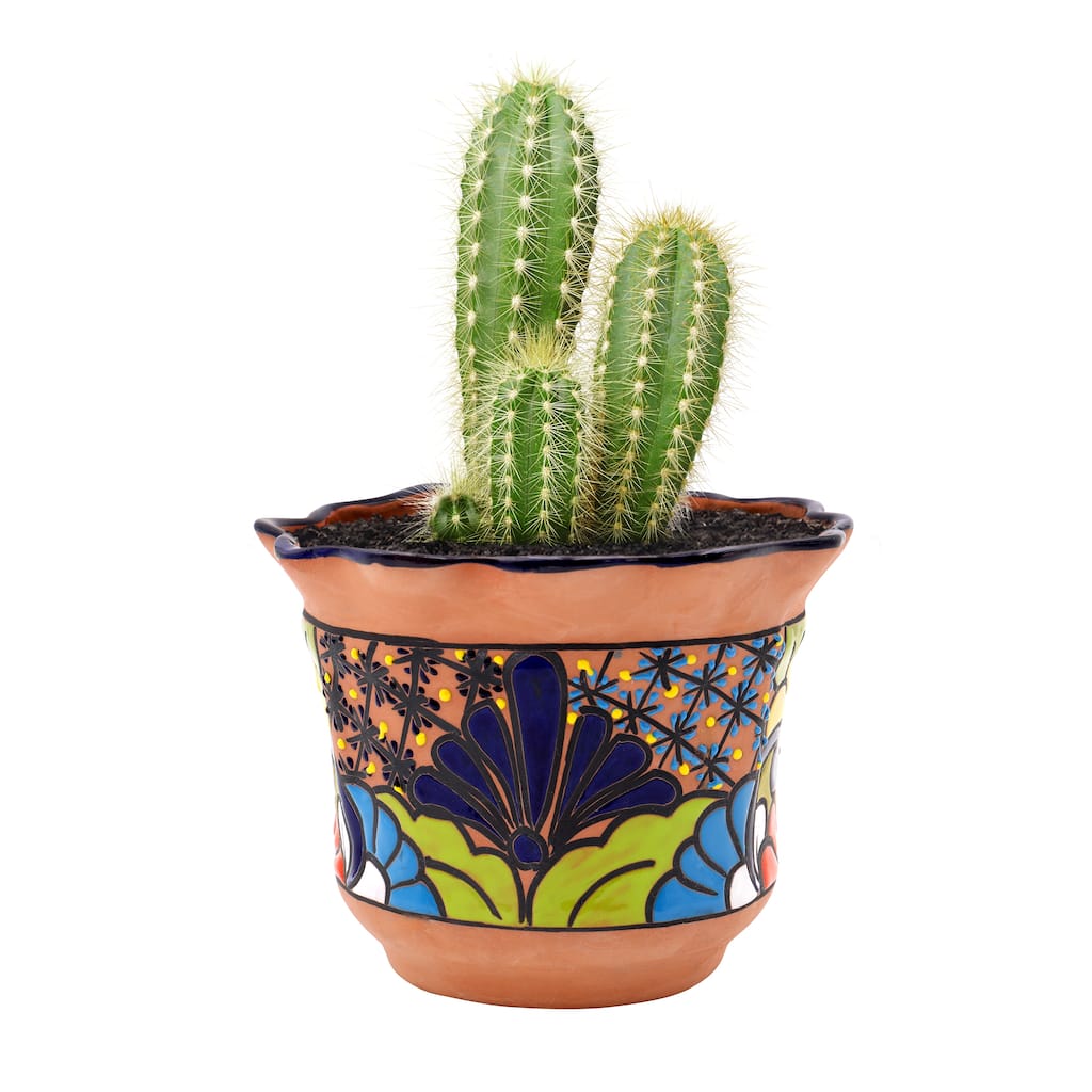 8 in. Talavera Flower Top Ceramic Pot Planter