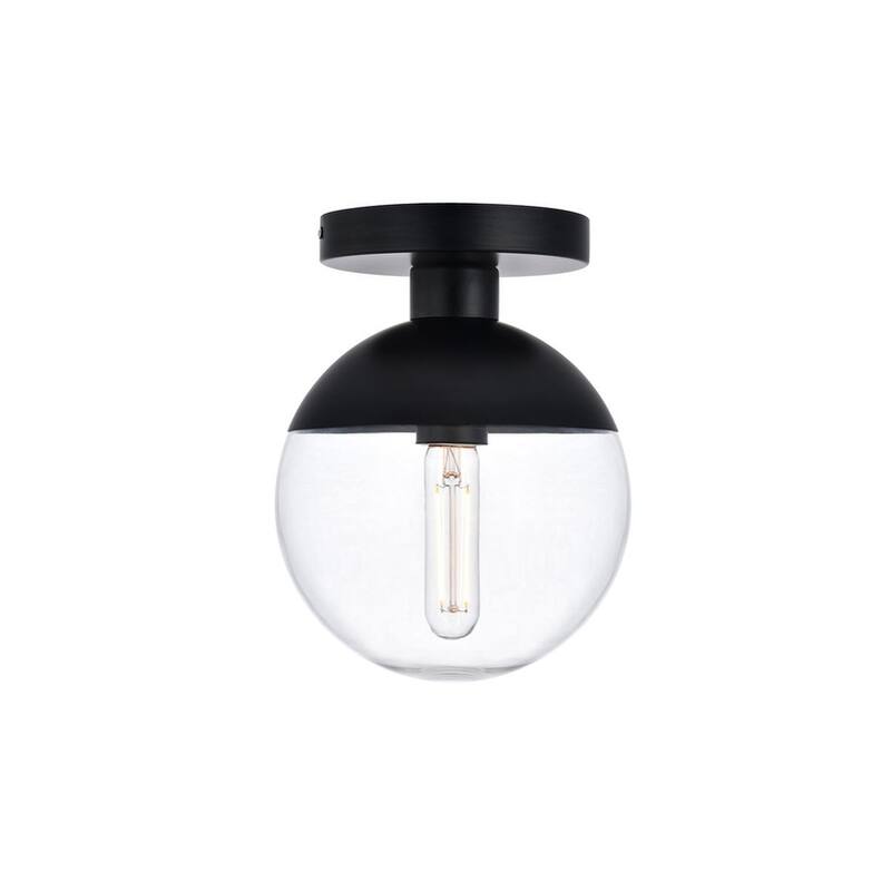 Clear Glass 1-light Flush Mount - Black