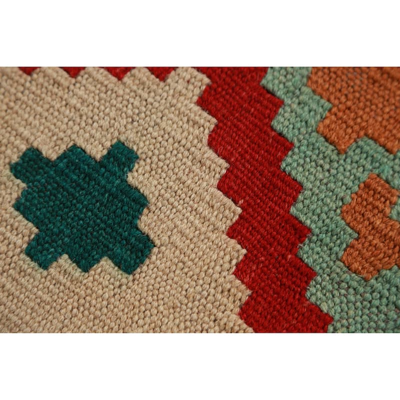 Hand Woven Oriental 100% Wool Carpet Southwestern Geometric Multi-Colored Kilim Area Rug - 8' 3'' X 6' 3''