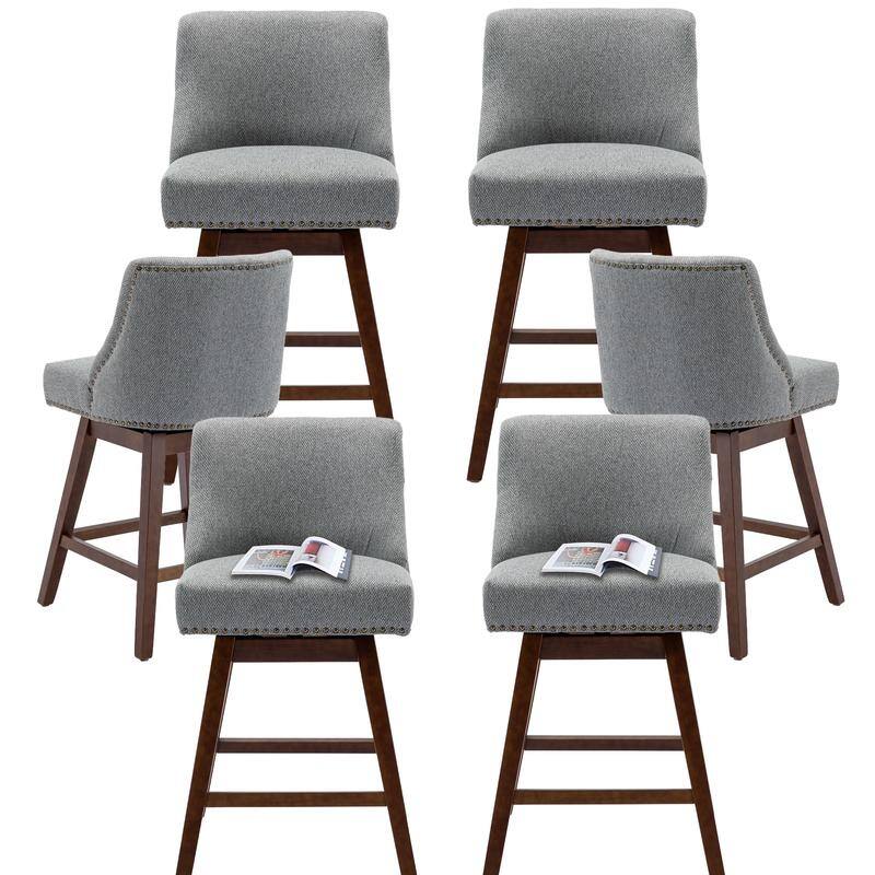 Counter Height Swivel Nail Head Upholstered Barstools Set of 4
