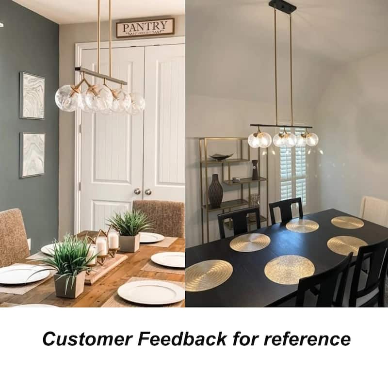Marsie Mid-Century Modern 6-light Chandelier Linear Orb Glass Farmhouse Kitchen Island Pendant Lights Dining Room