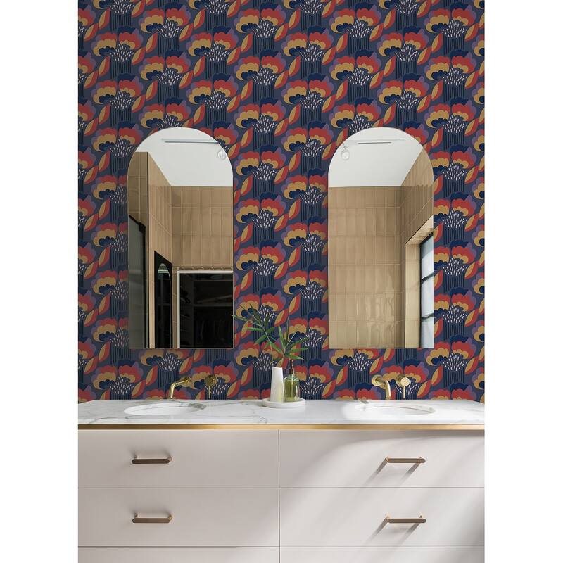 Megan Carter Retro Esme Navy Peel and Stick Wallpaper