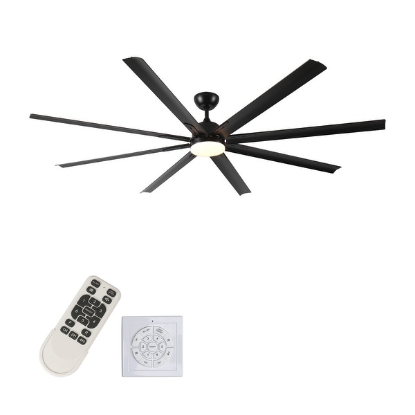 84 In Super Large Black 8 Blades Ceiling Fan with Remote Control