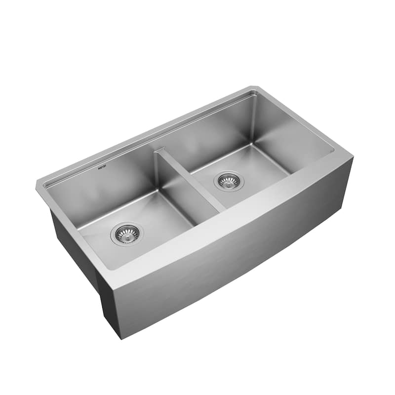 Karran Elite WSA-48-PK1 Apron Front Farmhouse 36" Double Bowl Stainless Steel Workstation Sink
