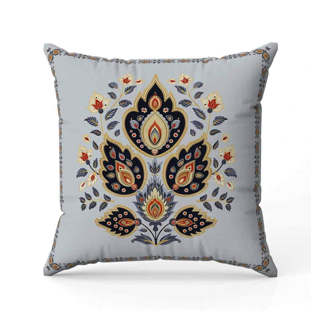 Vintage Verve Faux Suede Reversible Throw Pillow Blue and Black