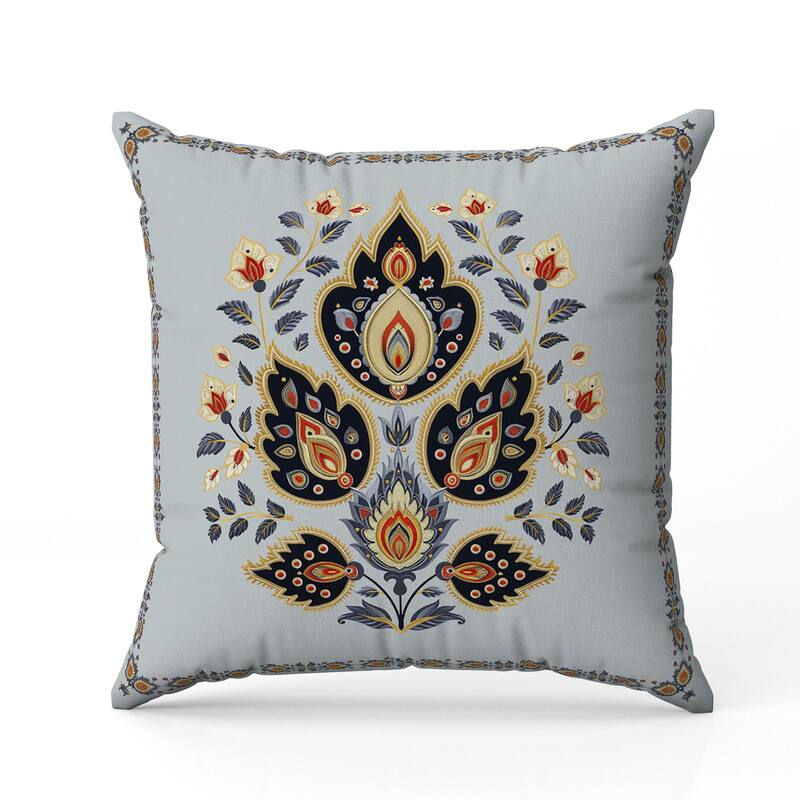 Vintage Verve Indoor/Outdoor Reversible Throw Pillow Blue and Black