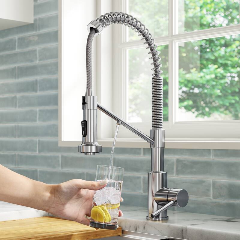 Kraus Bolden 2-Function 1-Handle Commercial Pulldown Kitchen Faucet - KFF-1610 - 19 1/4" Height (Filter Faucet) - CH - Chrome