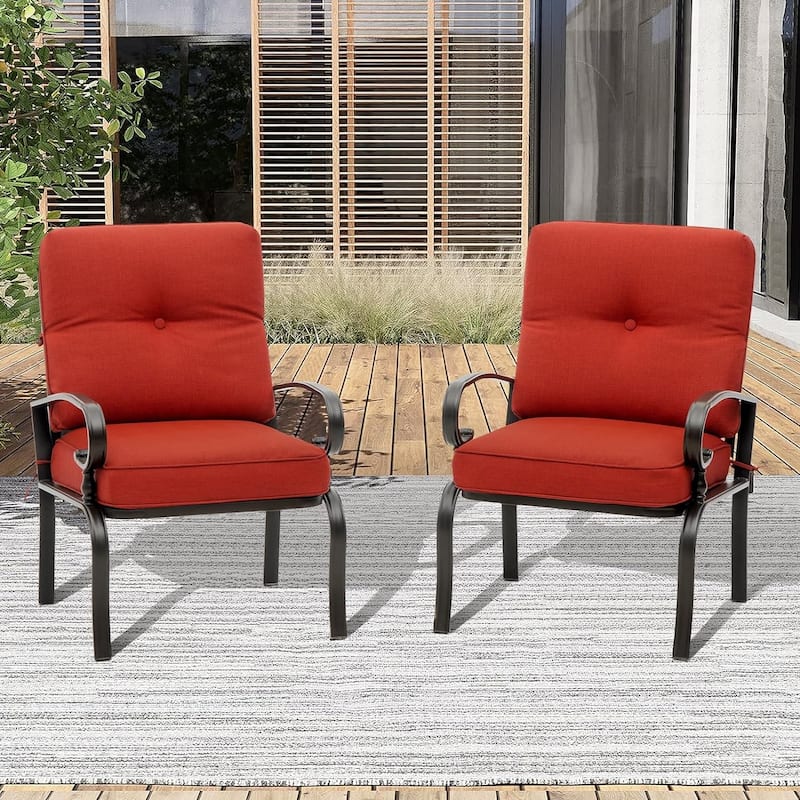 SUNCROWN 2-piece Outdoor Patio Cushioned Dining Chairs