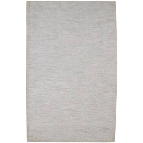 One of a Kind Hand-Tufted Modern & Contemporary 5' x 8' Solid Wool Grey Rug - 5'0"x8'0"