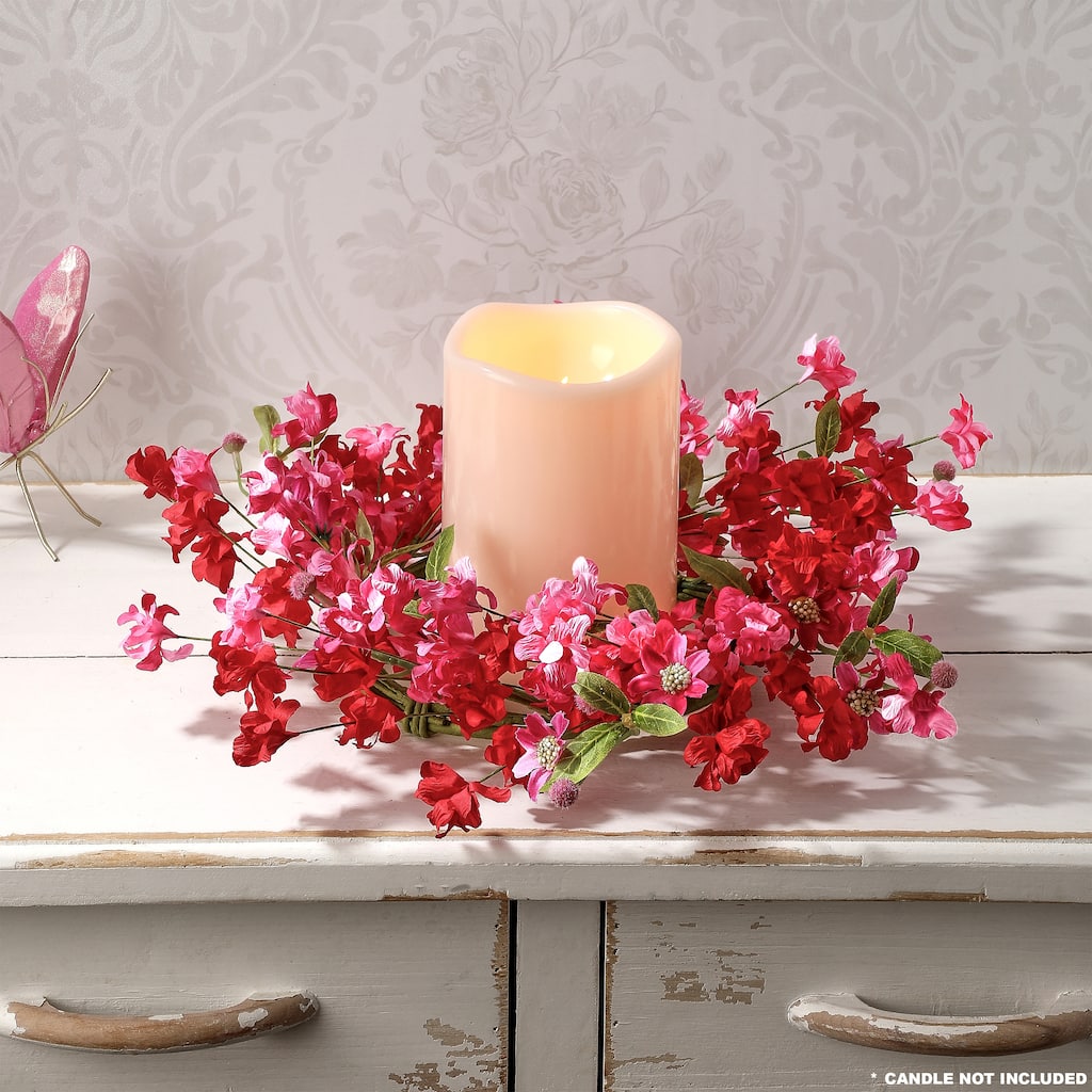 13" Pink Blossom Candle Ring