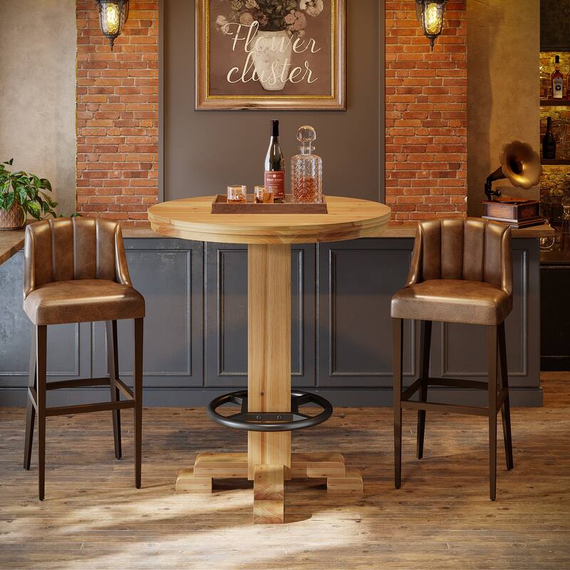 Solid Wood Bar Table, Round Bistro Pub Table, Pub Bistro Living Room Home Bar Unit