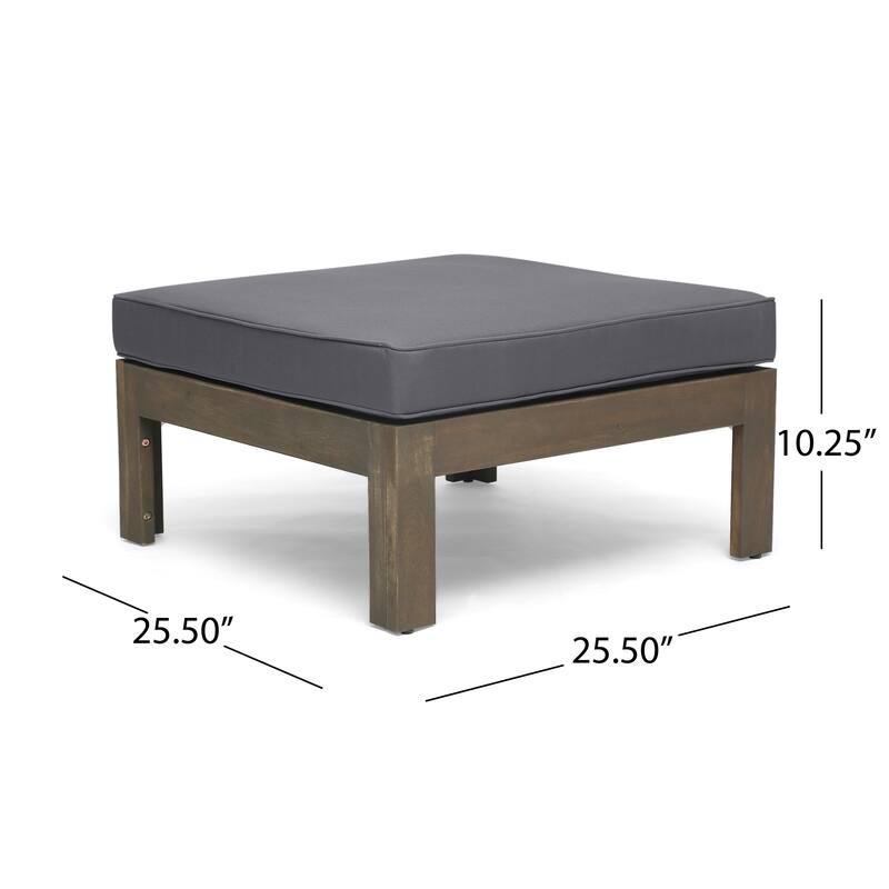 2-Piece Acacia Wood Outdoor Sectional Sofa Set with Water-Resistant Cushions, Ottoman, and Coffee Table - Patio Furniture set