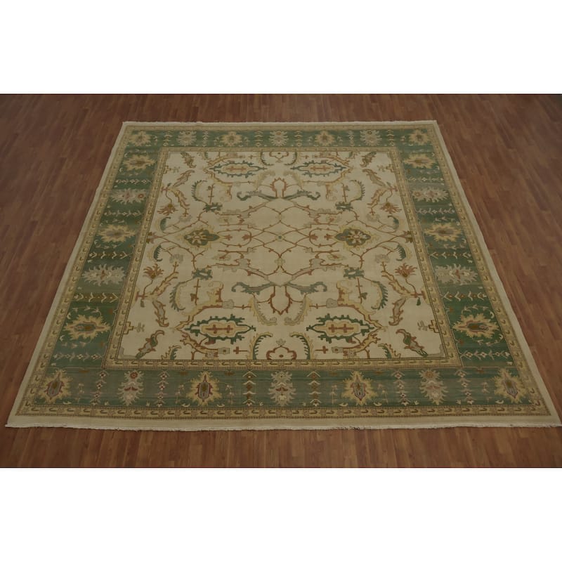 Hand Knotted Oriental 100% Wool Carpet Traditional All-Over Beige & Ivories Ziegler Area Rug - 12' 1'' X 12' 0''