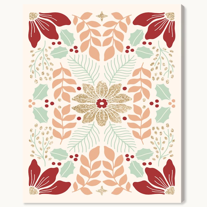 Wynwood Studio Canvas Floral and Botanical Glam Floral Holidays Gold Modern & Contemporary Wall Art Canvas Print