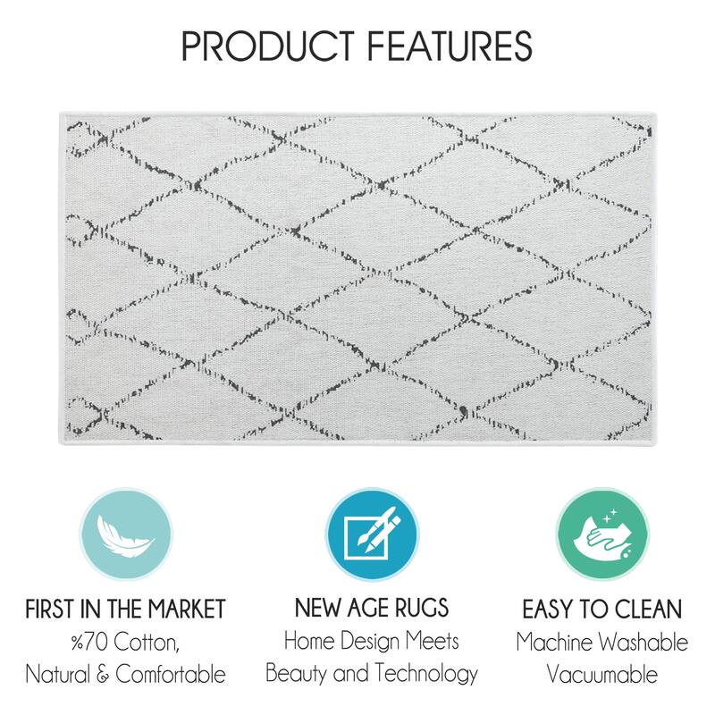 SussexHome Non-Skid Ultra-Thin Area Rugs for Laundry Room, Entryway, Bathroom and Kitchen - Washable Multipurpose Floor Mat