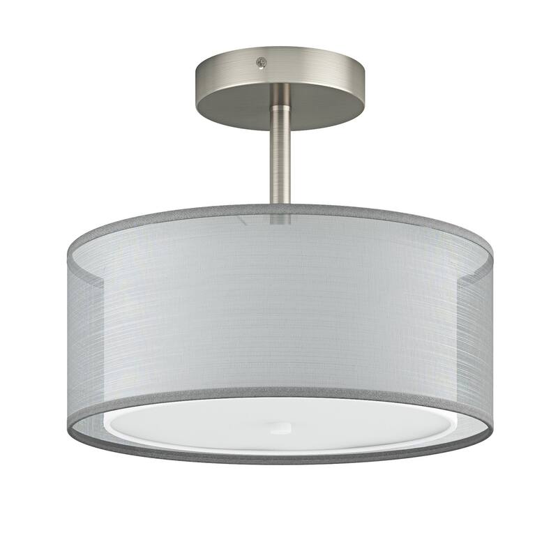 Modern Brushed Nickel 3-Light Semi Flush Mount Ceiling Lighting Fixture