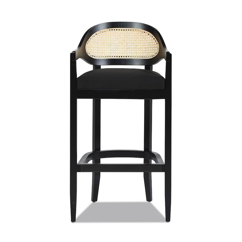 Americana Mid-Century Modern Rattan Cane Back Counter and Bar Stool