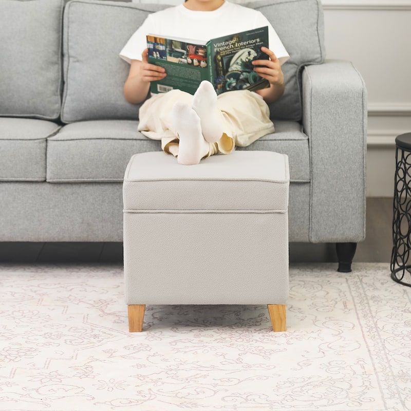 Adeco Square Storage Ottoman 17 inch Footstool