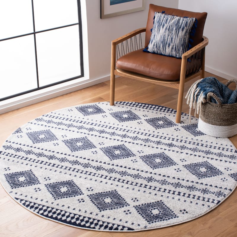 SAFAVIEH Adirondack Jaroslava Moroccan Boho Rug - 6' Round - Grey/Dark Grey