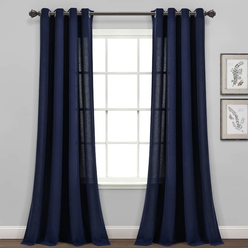 Lush Decor Faux Linen Grommet Window Curtain Panel Pair - 84" x 52"