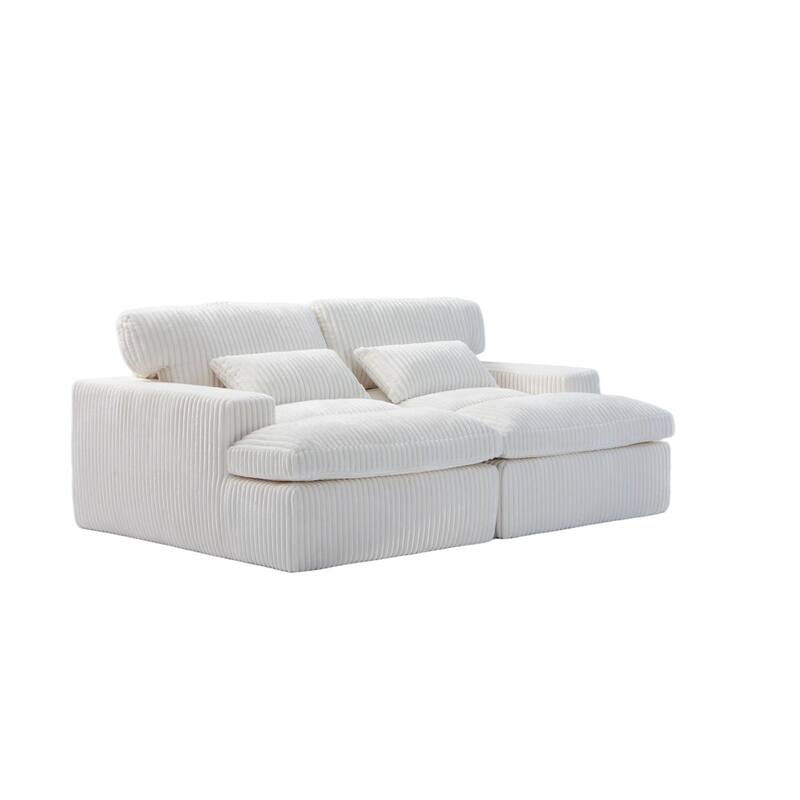 Double Chaise Lounge Chair Indoor,Oversized Upholstered Sleeper Cloud Couch,Deep Seat Sofa Bed,Corduroy Reading Chair Required