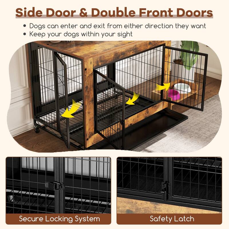 Gymax Dog Crate Furniture Industrial Dog Kennel w/ Flip-up Top