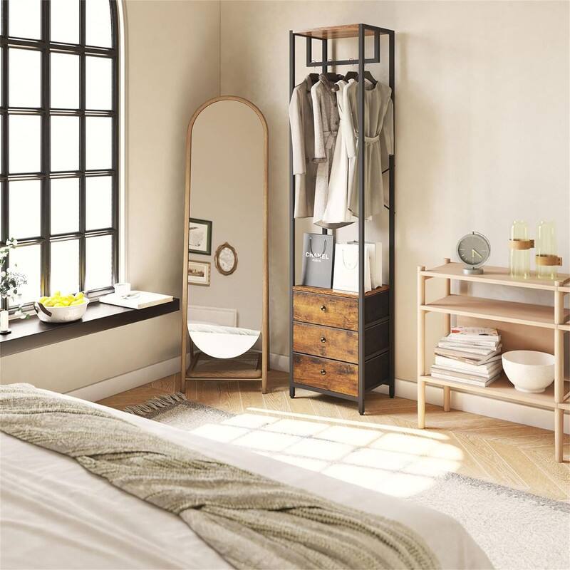 Clothes Rack with Drawers - 15.35 x 11.41 x 70.47