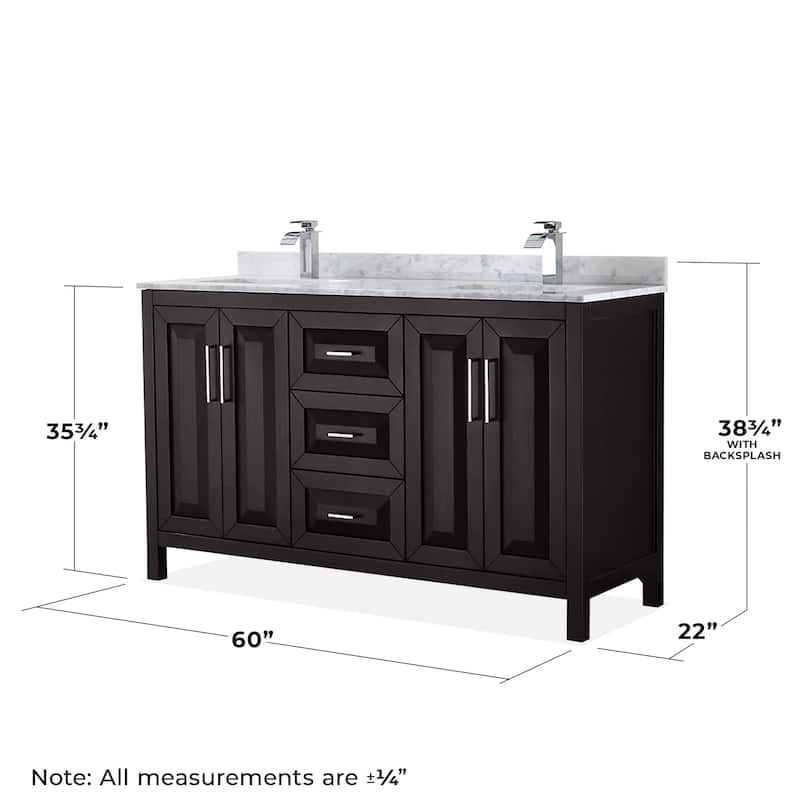Wyndham Collection Daria 60" Free Standing Double Vanity Set with MDF