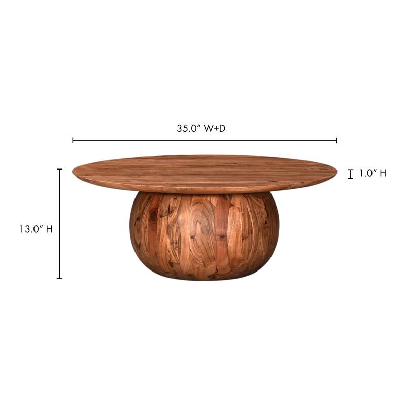 NADAAL STUDIOS Pia Coffee Table, Round, Solid Acacia Wood, Handcrafted, Natural Wood Grain & Knots, Small, Black
