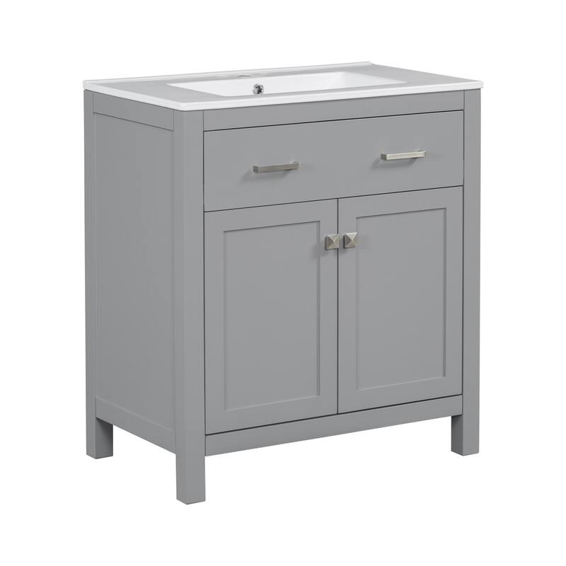 60" Bathroom Vanity Set with Double Vanities (Separate), Ceramic Sinks