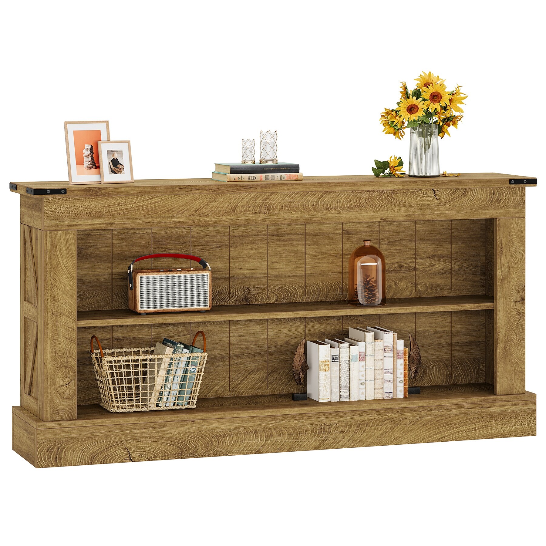 63-Inch Long Console Table with Shelf, 3 Tier Modern Entryway