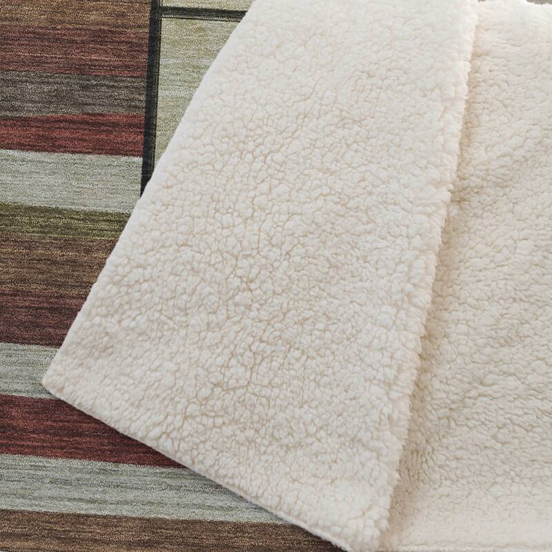 Premium Machine Washable ASB143 Lake Lodge Sherpa Throw Blanket