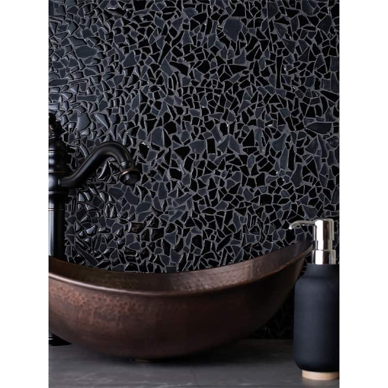 Apollo tile 11" x 11" Bijou Glossy Matte Black Glass Tile (4.36 sq ft/case) - 5 Pack