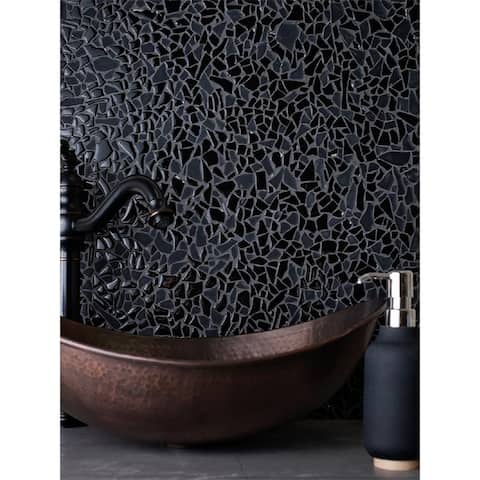 Apollo Tile 5 pack 11.8-in x 11.8-in Black Matte Finished Pebble Glass Mosaic Tile (4.83 Sq ft/case)