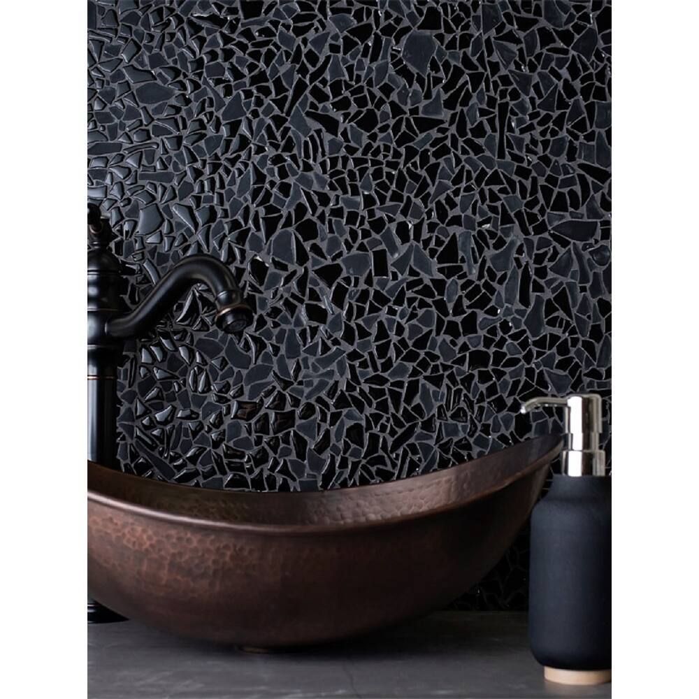 Apollo tile 11" x 11" Bijou Glossy Matte Black Glass Tile (4.36 sq ft/case) - 5 Pack
