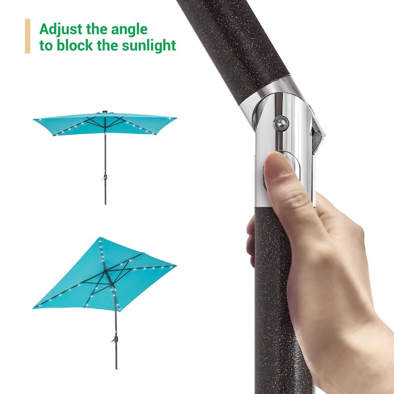 LIVOOSUN Patio LED 10 x 6.5Ft Market Umbrella Aluminum/Steel Outdoor Table Rectangle Umbrella with Tilt
