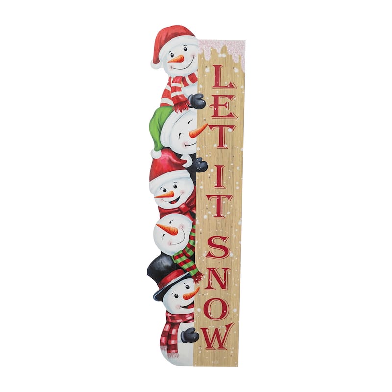 Glitzhome 41.75"H Wooden Christmas Snowman Lighting Porch Decor - Multi
