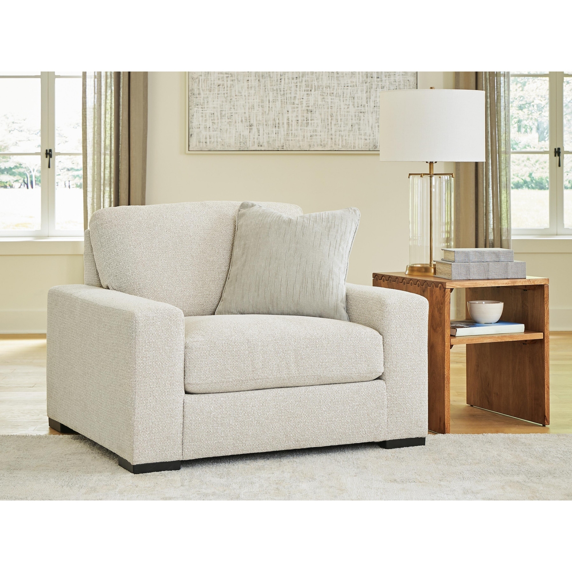 Signature Design by Ashley Cloverview Linen Oversized Chair - 48"W x 43"D x 39"H