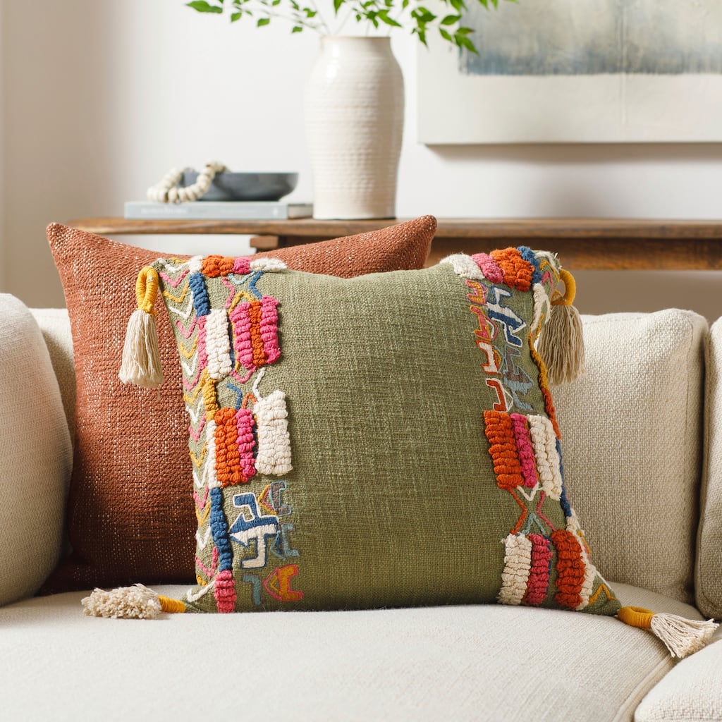 Shaye Colorful Embroidery Details Throw Pillow