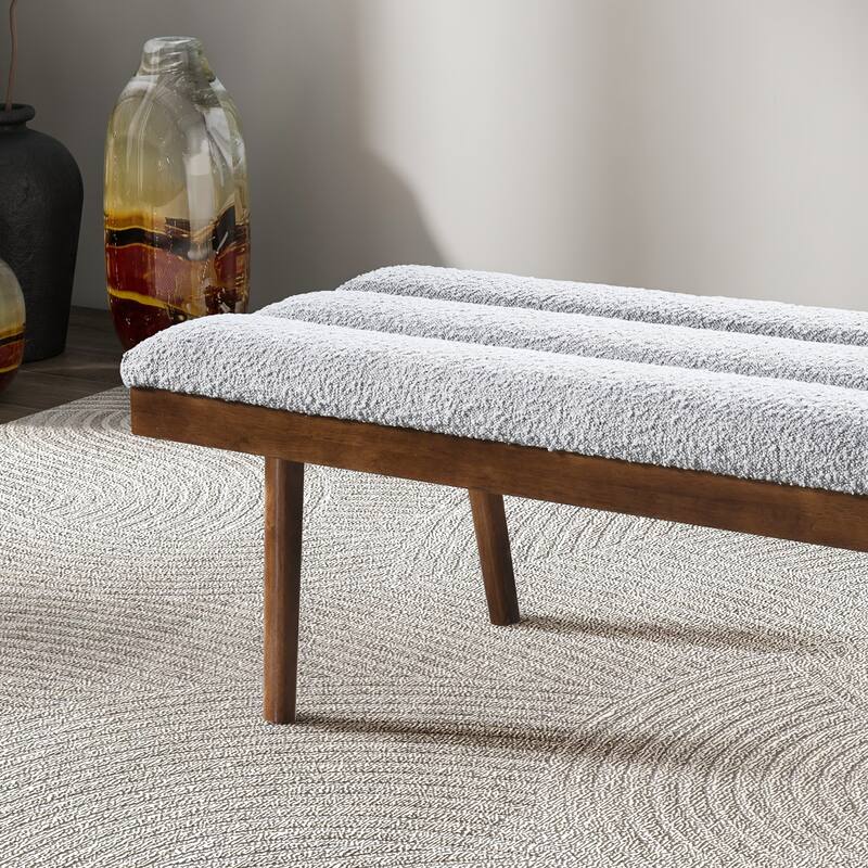 GDFStudio - Troni Modern Boucle Upholstered Bench with Solid Wood Frame - 48"W